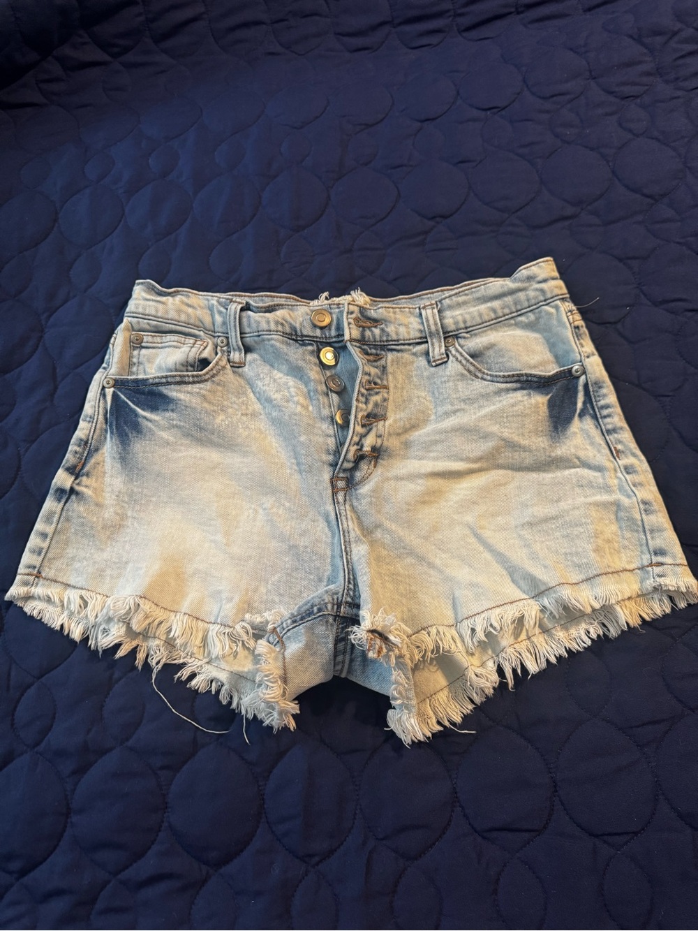 Altar'd State Light Blue Distressed Denim Shorts